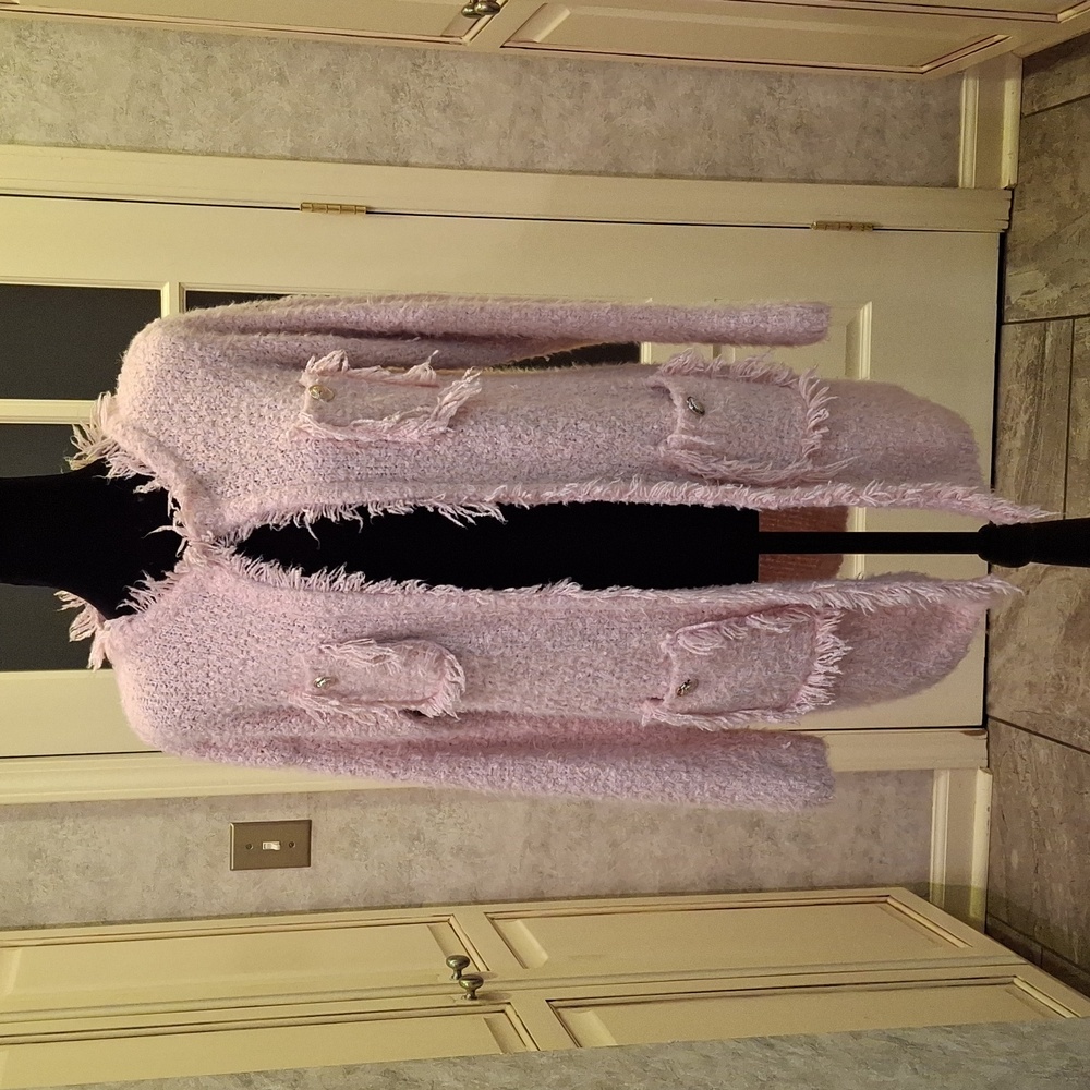 "JANICE" ONE SIZE Fits Most, Baby pink, polyester and acrylic, one-hook, sweater